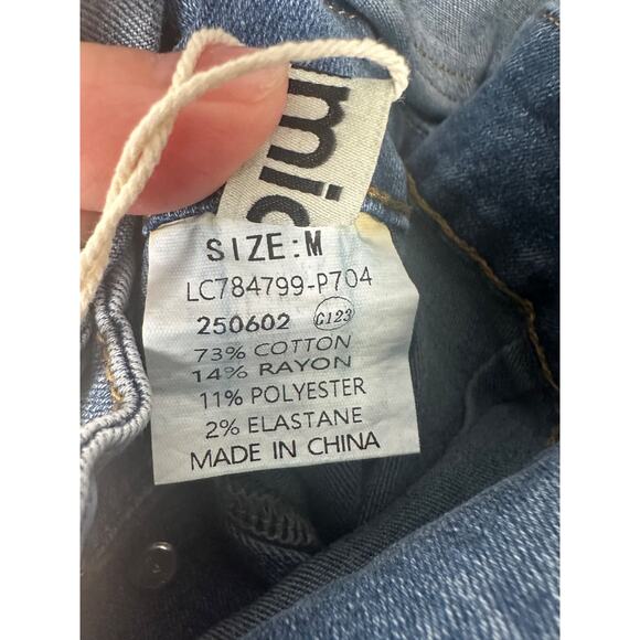 NEW Women's M Casual Stretch Adjustable Denim Bib Overalls Jeans Pants Button - Picture 5 of 7